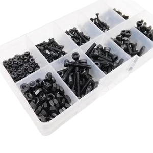 HIPEC Box M4 Black Grade 4 Stainless Steel 12mm Bolts & <b>Screws</b> <b>Set</b> with UNC Thread Round Head Assortment Kit Includes Nuts - Product Image 1