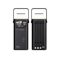 Lampe de camping portable d'extérieur avec câble intégré, batterie externe en plastique 50000 mAh 22,5 W, capacité extra-grande 30000, charge rapide, cadeau