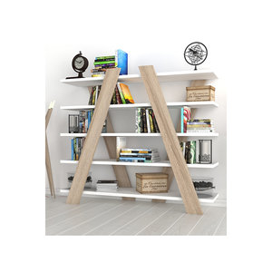 Armoire de rangement en bois blanc moderne à 5 étagères Sena, bibliothèque durable et minimaliste contemporaine pour la maison, le bureau, la bibliothèque, le salon - Product Image 3