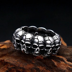 Anillo yunnique con forma de calavera para hombre, joyería de estilo vikingo Punk de acero inoxidable, regalo para hombre, talla 7, 8, 9, 10, 11, 12, 13 - Product Image 1