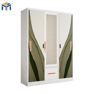 <span class=keywords><strong>Armoire</strong></span> coulissante en acier robuste, étanche et antirouille, à <span class=keywords><strong>3</strong></span> <span class=keywords><strong>portes</strong></span>, avec <span class=keywords><strong>miroir</strong></span> et tiroir, pour rangement domestique et chambre à coucher - Product Image 1
