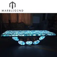 Custom mobili di Lusso della pietra preziosa naturale tavolino retroilluminato blu agata pietra da tavolo top