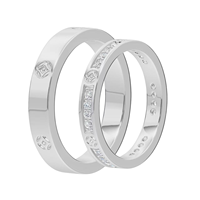 Ensemble de bagues créatives pour couple avec zircon serti à griffes, plaqué or - Cadeau de fiançailles, de mariage ou d'anniversaire