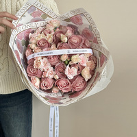 Papier d'emballage pour fleurs coréen imperméable Aierflorist Pearl Film Neon Rose 56x56cm, style tendance, matériel pour bouquets