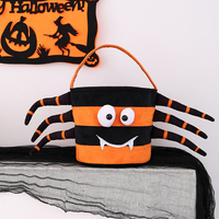 Cesta de Decoración de Halloween con Forma de Araña de Peluche, Personalizada, Resistente, para Dulces