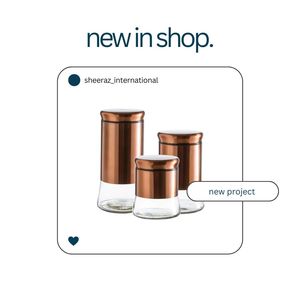 ขวดโหลแก้วบรรจุ3ถังพร้อมฝาสแตนเลสสีบรอนซ์ถังแก้วกลมที่เก็บของในครัว - Product Image 6