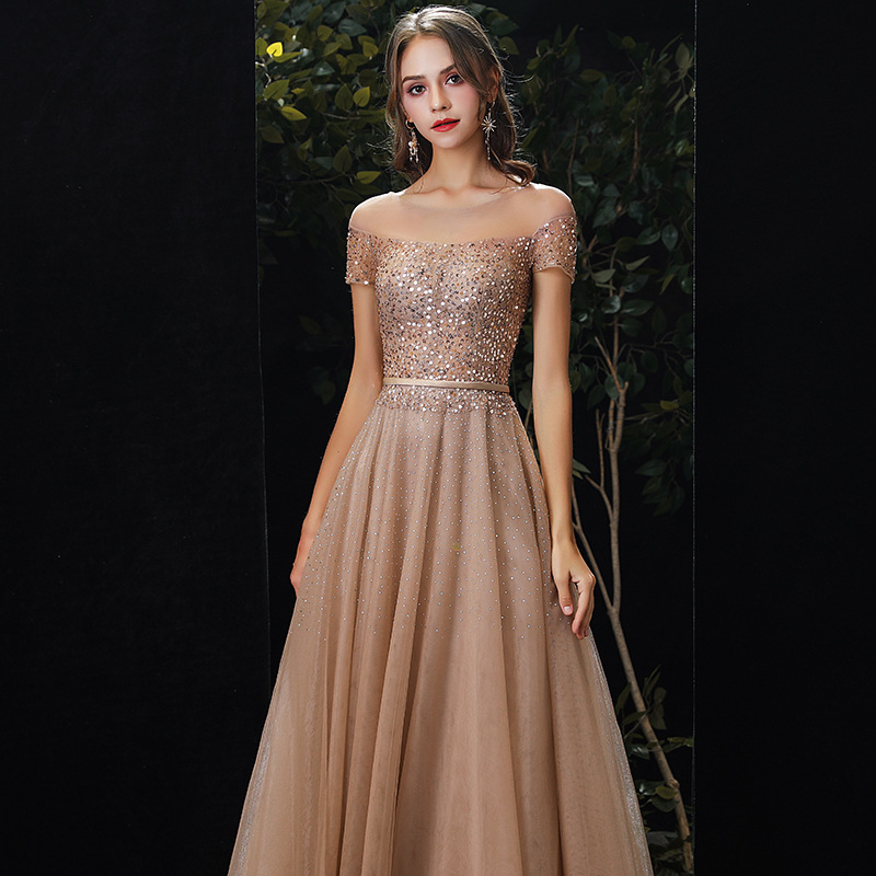 green emerald velvet dress Elegant Round Neck Asymmetrical Hem Sequin Contrast Satin Dresses with main image 0