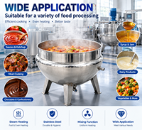 Chaudière verticale à double enveloppe en acier inoxydable de qualité alimentaire, chauffée au gaz, grande capacité, avec grattoir, pour la fabrication de gelée et de confiture, certifiée ISO