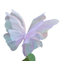 50Cm Outdoor Kunstmatige Handgemaakte Bloemen Kunst Babckdrop Bloem Grote Zijde Beweegbare Vlinder Gigantische Bloemen Bruiloft Decoratie