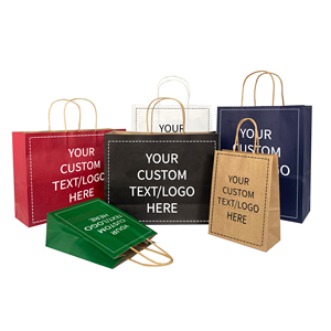 Sacs en papier kraft personnalisés en gros, recyclables, pour le shopping, les vêtements, les cadeaux, les aliments à emporter, avec votre propre logo - Product Image 1