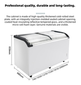 Vetrina Espositiva per Gelati con Piano in Vetro Profondo, Congelatore per Supermercati con 4 Ruote Mobili, Sbrinamento Manuale, <span class=keywords><strong>Attrezzatura</strong></span> di Refrigerazione - Product Image 6