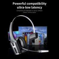 Headset Nirkabel Profesional untuk Pengemudi Truk dengan Peredam Kebisingan ENC, Headset Telepon untuk Call Center, PC, Ponsel, Skype, Zoom