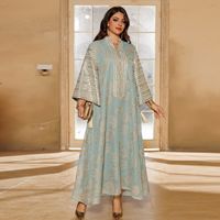 Robe de Dubaï et du Maroc Ornée et Colorée Jellaba Soudanaise Abaya Robe Arabe Fleurie de Turquie Jellabas Indiennes pour Femme