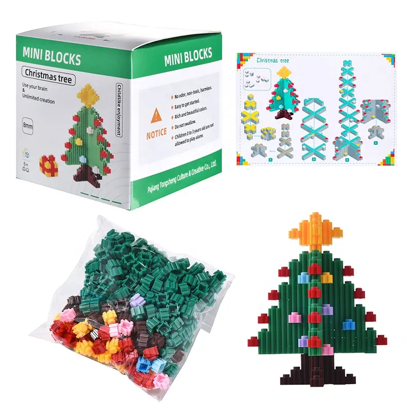 DIY Ghép Gạch Giáo Dục Đồ Chơi Đặt Cây Giáng Sinh Nhỏ Mini Puzzle Khối Đồ Chơi