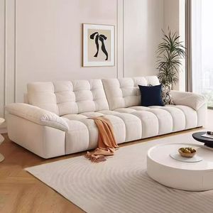 Conjunto de Sofás em Tecido Branco Estilo Creme para Sala de Estar, Sofá Contemporâneo de Luxo Leve para Hotéis e Vilas - Product Image 5