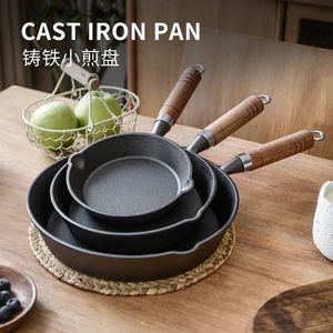Accessoires de cuisine, moule à tarte <span class=keywords><strong>en</strong></span> <span class=keywords><strong>fonte</strong></span> de 10 à 25 cm de diamètre, noir avec poignée <span class=keywords><strong>en</strong></span> bois, poêle <span class=keywords><strong>en</strong></span> <span class=keywords><strong>fonte</strong></span> antiadhésive - Product Image 6