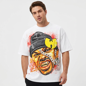 <b>Men's</b> <b>White</b> Short Sleeve T-Shirt With Character Print Street Style O-Neck Regular Fit Screen Printed Cotton Jersey - Product Image 6