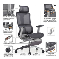 Chaise de bureau ergonomique moderne en maille PP avec repose-pieds, accoudoirs 3D réglables, mécanisme à 3 verrous, dossier haut pour le bureau à domicile, le gaming et le travail