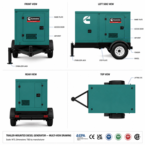 เครื่องกำเนิดไฟฟ้าดีเซล Cummins ขนาด 20kw 50kw 100kw 200kw 500kw 800kw 1000kw แบบเงียบ สำหรับใช้ในบ้าน การทำเหมือง และให้เช่า - Product Image 5