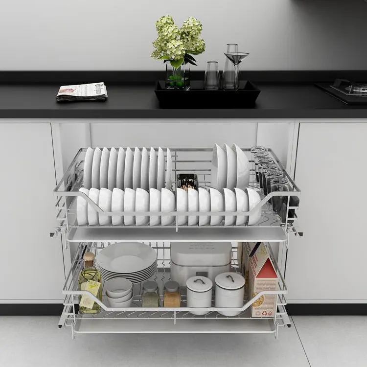 Four side 304 stainless steel kitchen drawer basket kitchen storage pull out drawer basket