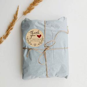Feuille d'étiquettes kraft avec logo personnalisé, rouleau d'autocollant de remerciement découpé et étanche, impression - Product Image 4