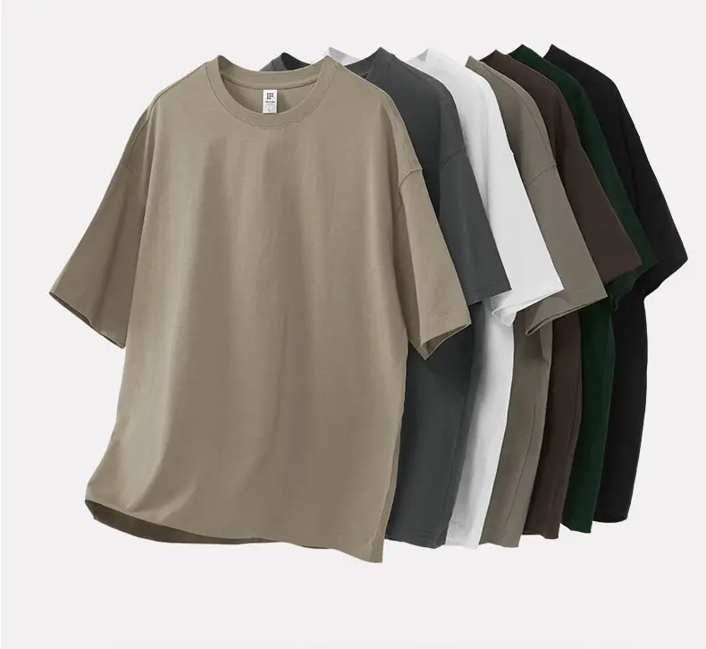 265G solid color summer loose design t shirt for men