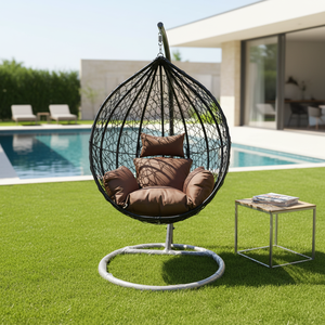 Fauteuil suspendu d'extérieur en rotin, style nid d'oiseau, pour balcon, intérieur, en métal, en osier, en forme de cocon, pour adultes - Product Image 5