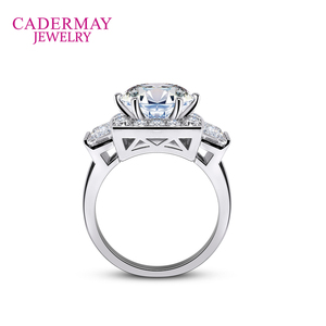 Cadermay 사용자 정의 <span class=keywords><strong>Silver925</strong></span> 모이 사 나이트 반지 11mm 5ct 메인 라운드 모이 사 나이트 다이아몬드 약혼 파티 반지 여성 남성 - Product Image 4