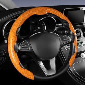 Funda para volante de cuero de grano de madera de melocotón para coches todas las estaciones Universal verano antideslizante medio conjunto decoración de tarjetas - Product Image 4