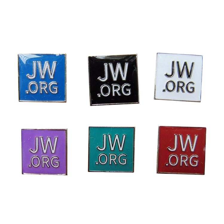 Atacado esmalte macio prata metal jw. Organizador lapela pin 6 cores 15mm personalizado emblema de metal por seu próprio design