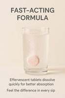 Tablet Effervescent Vigo L-Glutathione 500mg dengan Vitamin C, E, dan Asam Hialuronat, Suplemen Diet untuk Kulit Cerah bagi Wanita