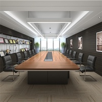 Table de conférence de bureau, bureau long, table minimaliste moderne en forme de bar, ensemble de chaises pour salle de réunion, formation en gros format pour employés, bambou
