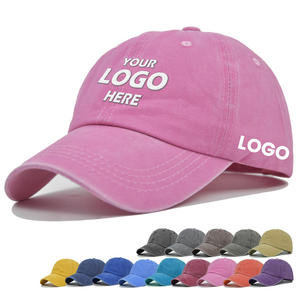 Toptan boş pembe 6 Panel erkekler kadınlar Vintage beyzbol şapkası özel nakış logosu yıkanmış dimi sıkıntılı baba şapka - Product Image 1