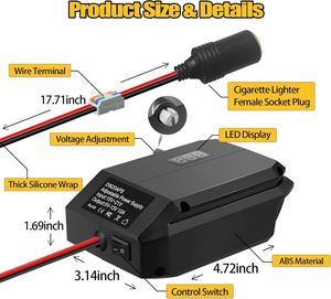 De Walt 20V pin để 12V Adapter với Thuốc lá nhẹ hơn cổng, bước xuống chuyển đổi điện cho các thiết bị xe hơi - Product Image 2