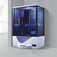 Salle de sauna à vapeur humide en verre de luxe combinée bain intérieur douche à remous cabine de douche pluie baignoire de massage avec TV