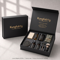 Caja de Regalo Magnética Grande con Inserto de Espuma Personalizado, Empaque de Cartón Rígido de Lujo para Cuidado Personal y Barba Masculina