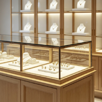 Maßgefertigte Luxus-Schmuckvitrine aus Edelstahl mit Sicherheitsglas und LED-Beleuchtung für Juweliergeschäfte und Einkaufszentren
