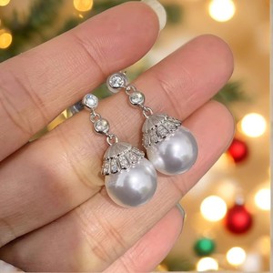 Accessoires en perles DIY, plateau vide en argent S925 avec crochet d'oreille simple, perles rondes de 11-13 mm pour la création de bijoux féminins, modèle 22518 - Product Image 4