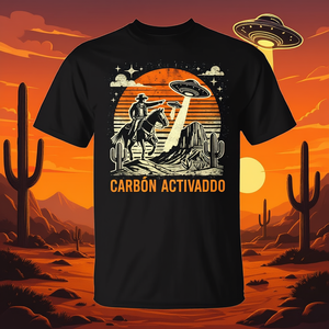 T-shirt vintage Western Cowboy Ufo pour homme, t-shirt graphique, design rétro, 100% coton, vêtements décontractés - Product Image 3