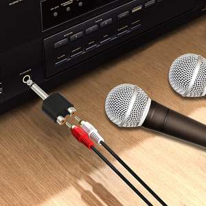 Adaptador de audio hembra de 6,35 mm a 2 RCA de alta fidelidad para conexión de micrófono - Product Image 1