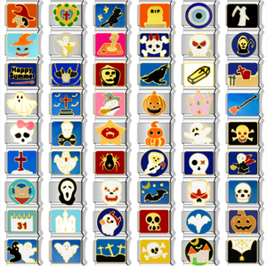 <span class=keywords><strong>LAMOON</strong></span> Nouvelle Mode Italienne Charms Liens Halloween Noir Hibou Étoile Lune Chauve-Souris Fantôme pour Bracelets 9mm Fabrication Acier Inoxydable DIY - Product Image 2