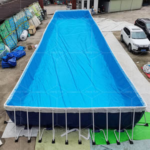 Piscina Sobre Suelo de Armazón Metálico de Acero Inoxidable, Alberca Rectangular o Cuadrada Grande de PVC con Anillo Estructural - Product Image 1