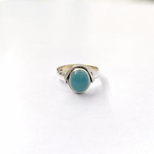 Bague en chalcédoine aqua, argent sterling 925, bague en pierres précieuses, collection réglable, bagues fines, bijoux en argent, prix de gros - Product Image 3