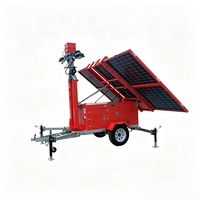 Remorque d'éclairage solaire diesel hybride avec générateur 5 kW et mât de 9 m pour chantiers de construction