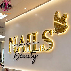 Beauty Salon Custom Led Backlit Signboard Illuminated Signage Custom Metal Business Sign <strong>Wall</strong> 3d Light <strong>logo</strong> for Shop Decoration - Product Image 1
