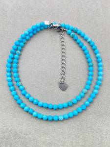 Collar de Turquesa Facetada, Joyería Delicada con Piedras Preciosas, Cuentas Microfacetadas, Collar de Cristal, Joyería Minimalista, Pequeña Piedra Preciosa - Product Image 3