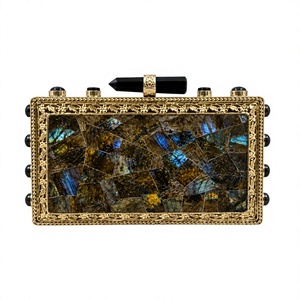 Pochette en pierre de labradorite |   Sac de soirée de mariage en pierre naturelle de luxe, écologique et fait main, pour femmes, tendance - Product Image 1