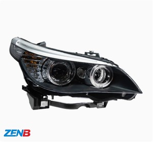 Pour BMW Série 5 E60 03-10, ensemble de phares, version ancienne modifiée en version nouvelle avec lentille LED Angel Eye pour feux de croisement halogènes - Product Image 1