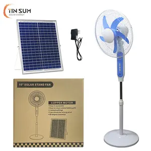 12v Dc Solar Energy Power Battery fan solar ventilation fan 16inch Ac Dc Stand Fan