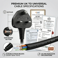 Câble d'extension robuste 13A 250V UK H05VV-F BS1363 standard à 3 broches avec conducteur en cuivre et gaine en PVC pour utilisation informatique